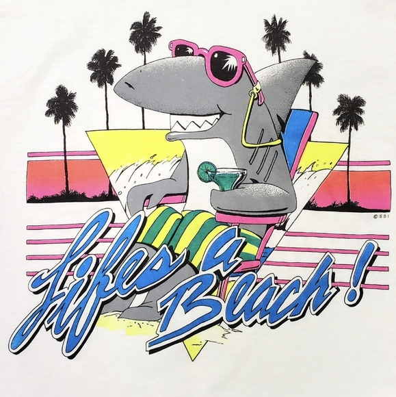 SSI Life's A Beach T-Shirt Vintage 90s Deadstock NWOT Med Shades Included - Picture 4 of 12